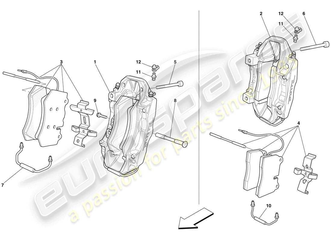 maserati mc12 pinzas de freno delantero y trasero diagrama de piezas