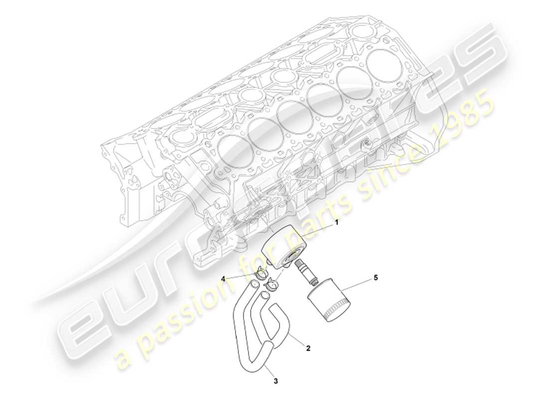 aston martin db7 vantage (2002) diagrama de piezas del sistema de refrigeración de aceite