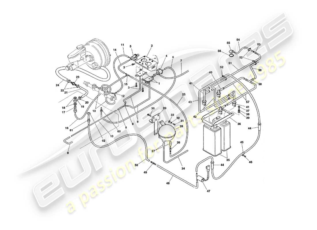 aston martin v8 coupe (2000) sistema de vacío diagrama de piezas