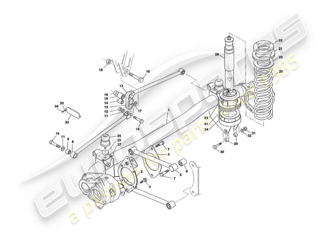 aston martin v8 coupe (2000) rear suspension diagrama de piezas