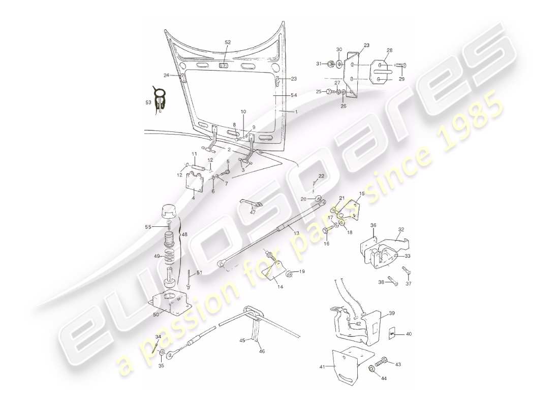 aston martin v8 virage (1999) diagrama de piezas del cuerpo y capó
