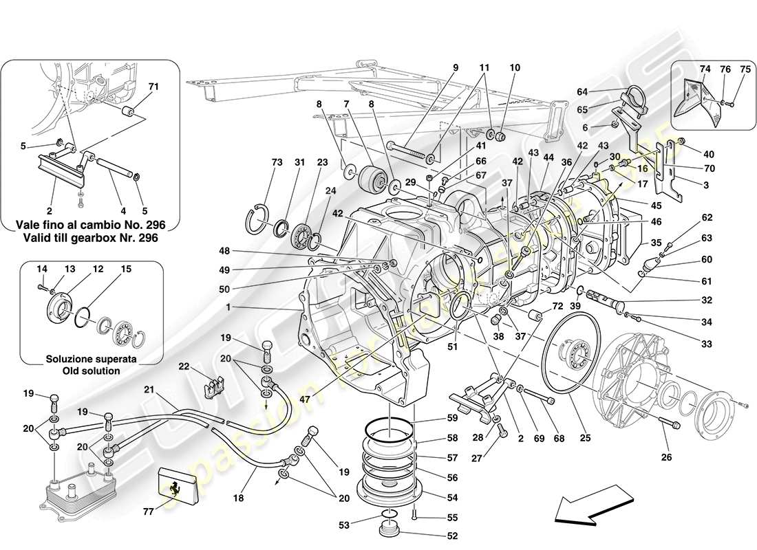 ferrari f430 coupe (rhd) gearbox - covers diagrama de piezas