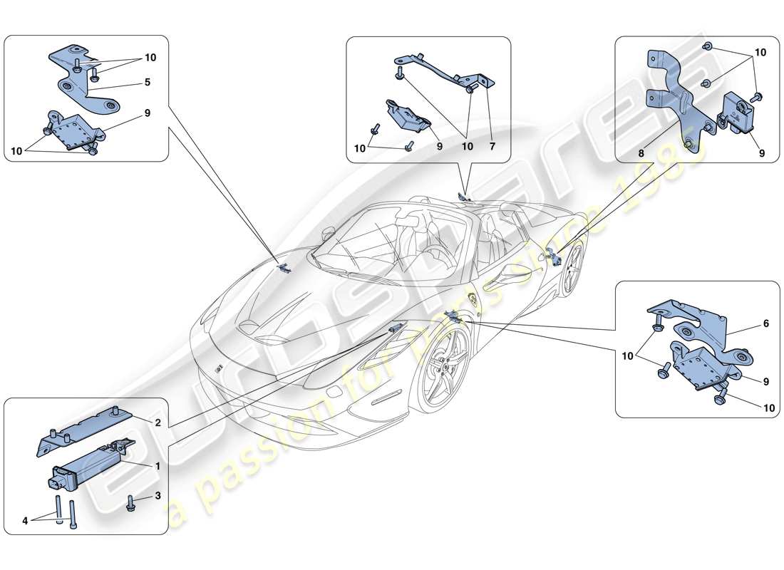 ferrari 458 speciale aperta (rhd) sistema de control de presión de neumáticos diagrama de piezas