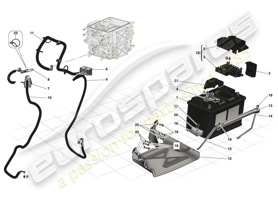 ferrari laferrari (europe) batería de arranque diagrama de piezas
