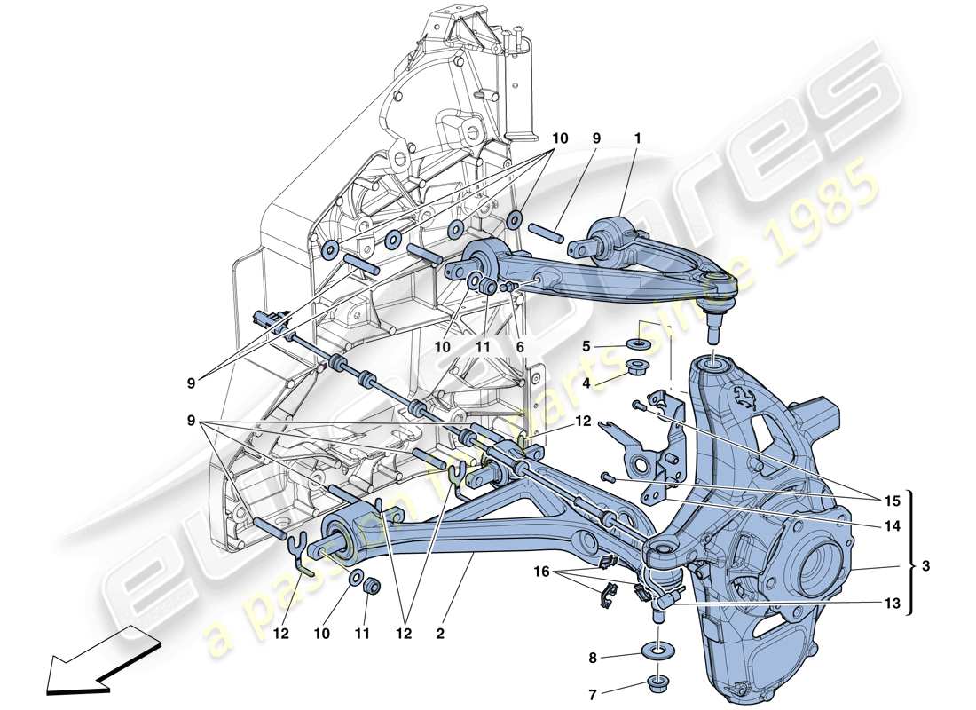 ferrari 488 spider (rhd) suspensión delantera - brazos diagrama de piezas