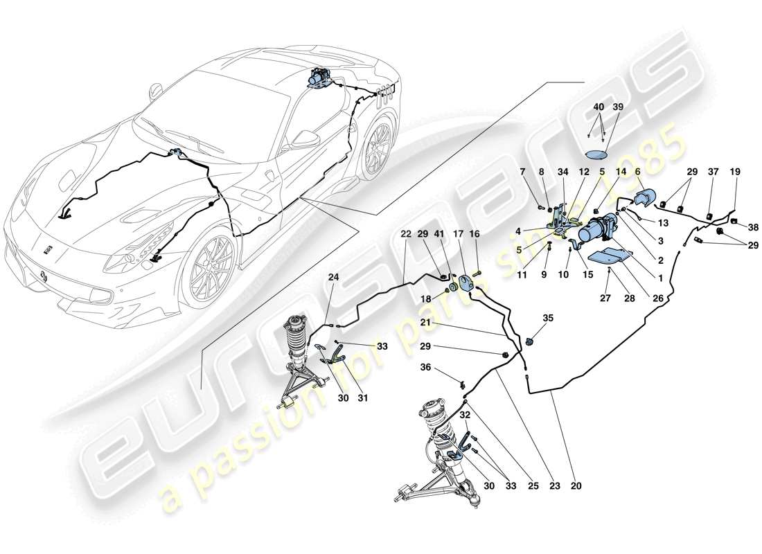 ferrari f12 tdf (usa) diagrama de piezas del sistema de elevación de vehículos