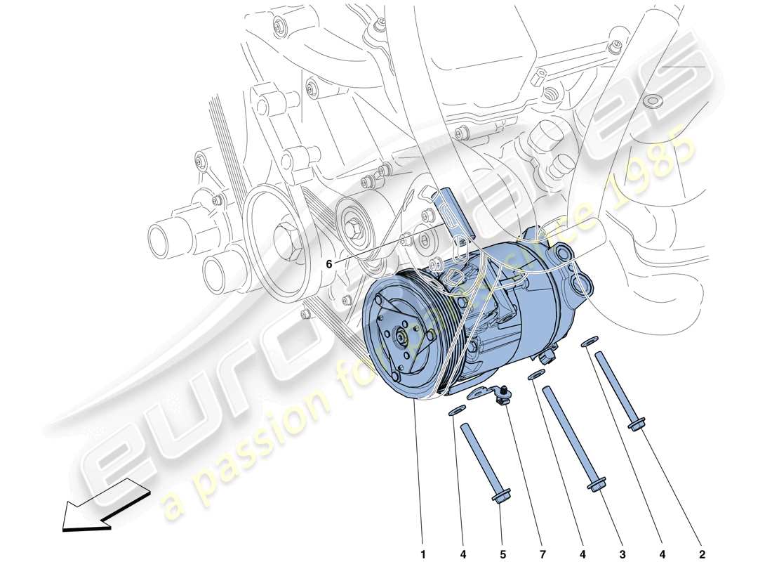 ferrari f12 tdf (usa) diagrama de piezas del compresor del sistema de ca