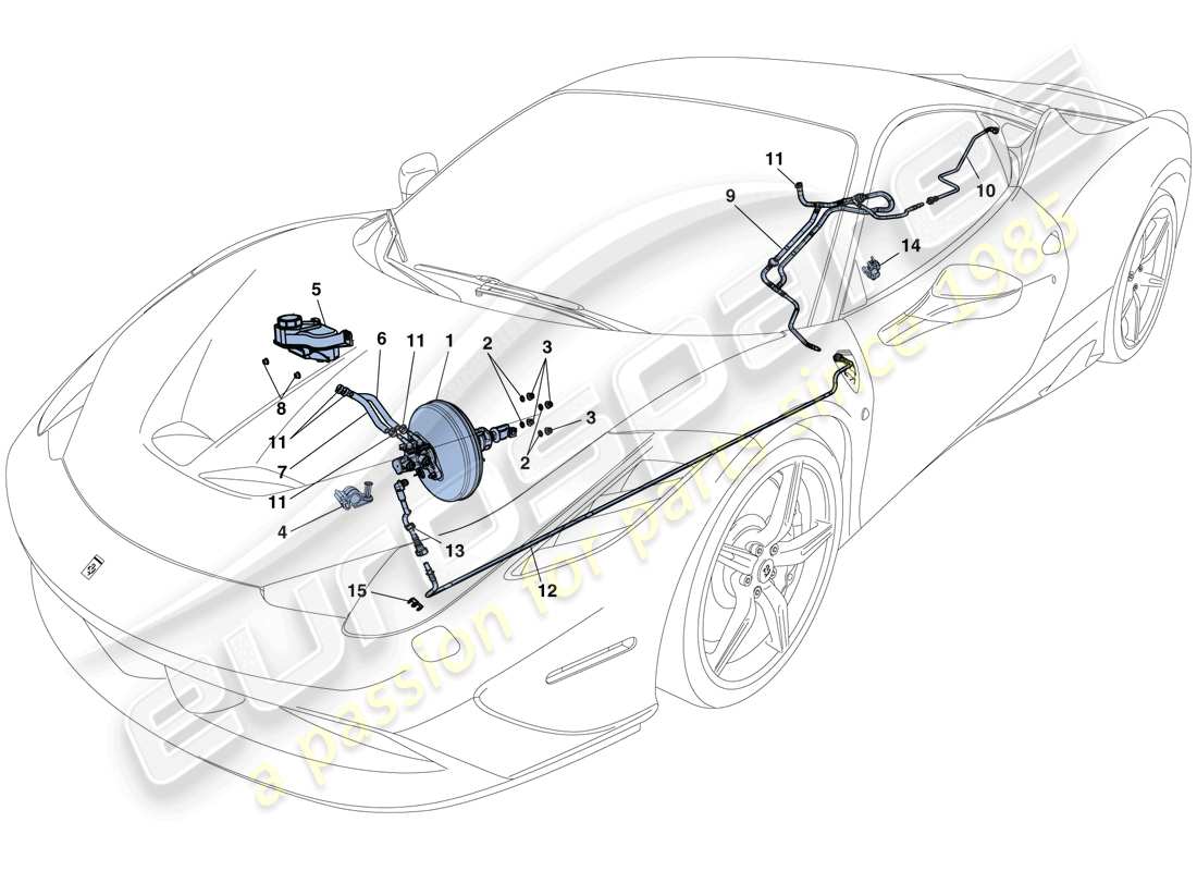 ferrari 458 speciale (rhd) diagrama de piezas del sistema de servofreno