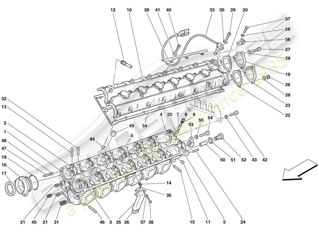 ferrari 612 sessanta (europe) diagrama de piezas de la culata del mano izquierdo