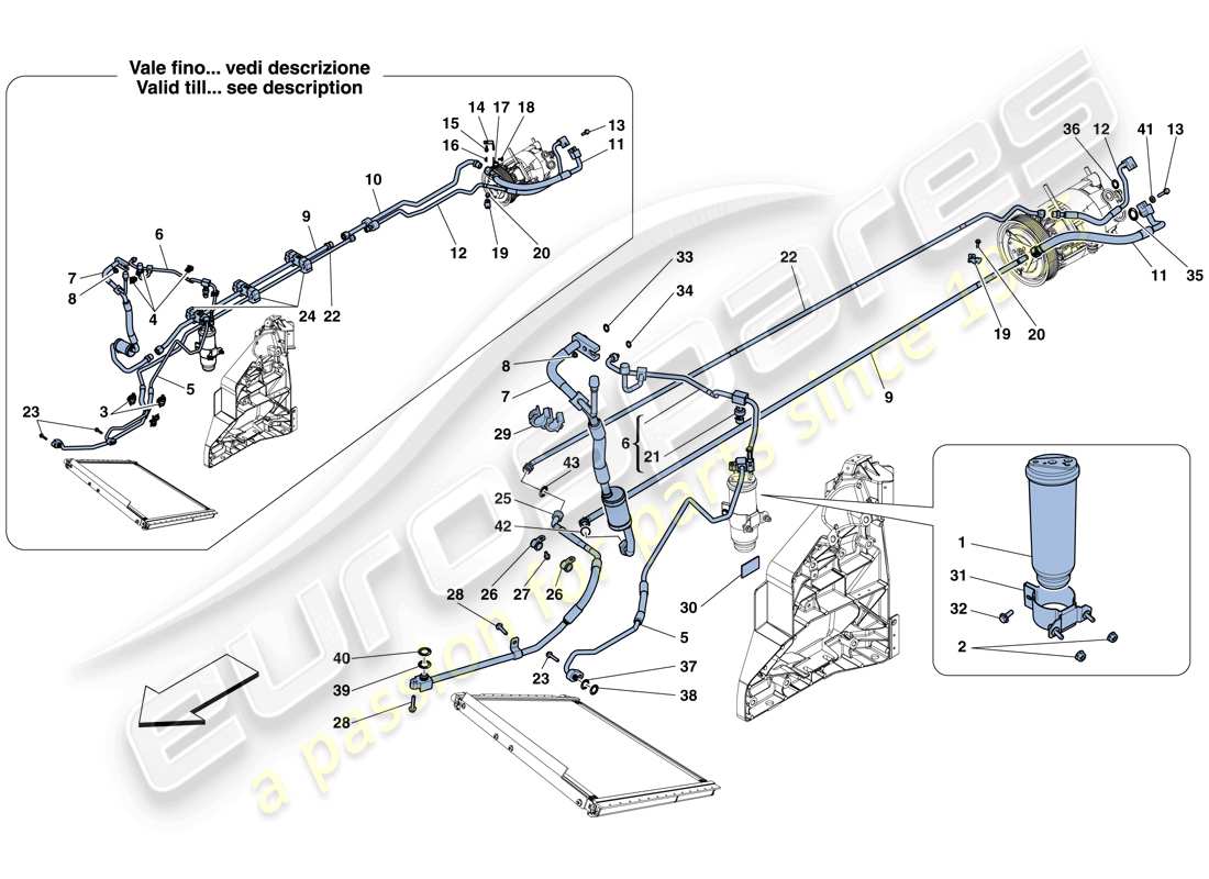 ferrari 458 italia (europe) sistema de ca - freón diagrama de piezas