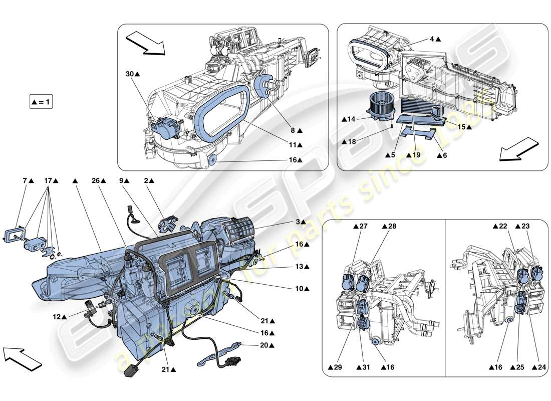 ferrari f12 tdf (usa) unidad evaporadora diagrama de piezas