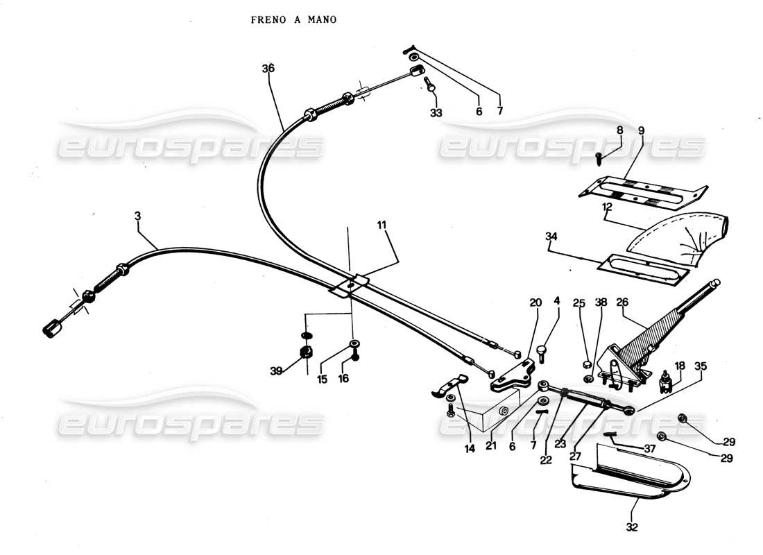 LAMBORGHINI ESPADA FRENO DE MANO (GRAN BRET, IRLANDA, AUSTRALIA) DIAGRAMA DE PIEZAS lamborghini espada freno de mano (gran bret, irlanda, australia) diagrama de piezas