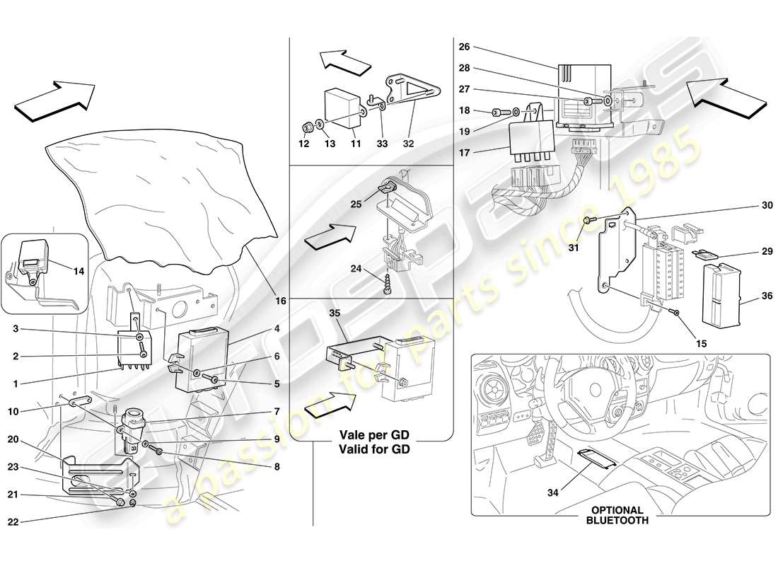 ferrari f430 coupe (europe) diagrama de piezas de la ecu del compartimiento del pasajero delantero