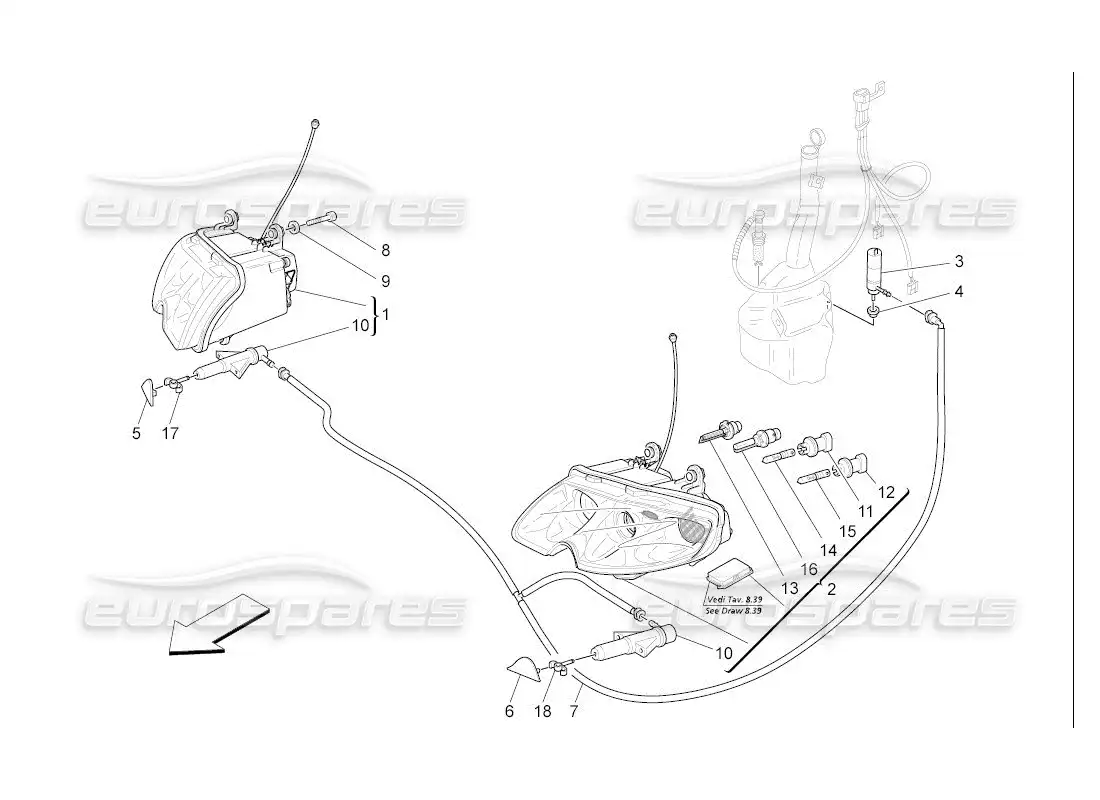 maserati qtp. (2007) 4.2 auto grupos de faros diagrama de piezas
