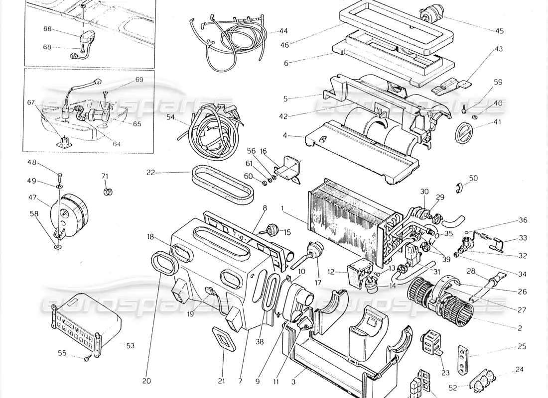 maserati 228 diagrama de piezas del juego de aire acondicionado (dirección izquierda)