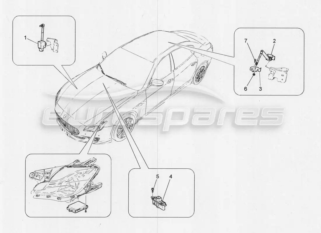 maserati qtp. v8 3.8 530bhp 2014 auto diagrama de piezas de control del sistema de iluminación