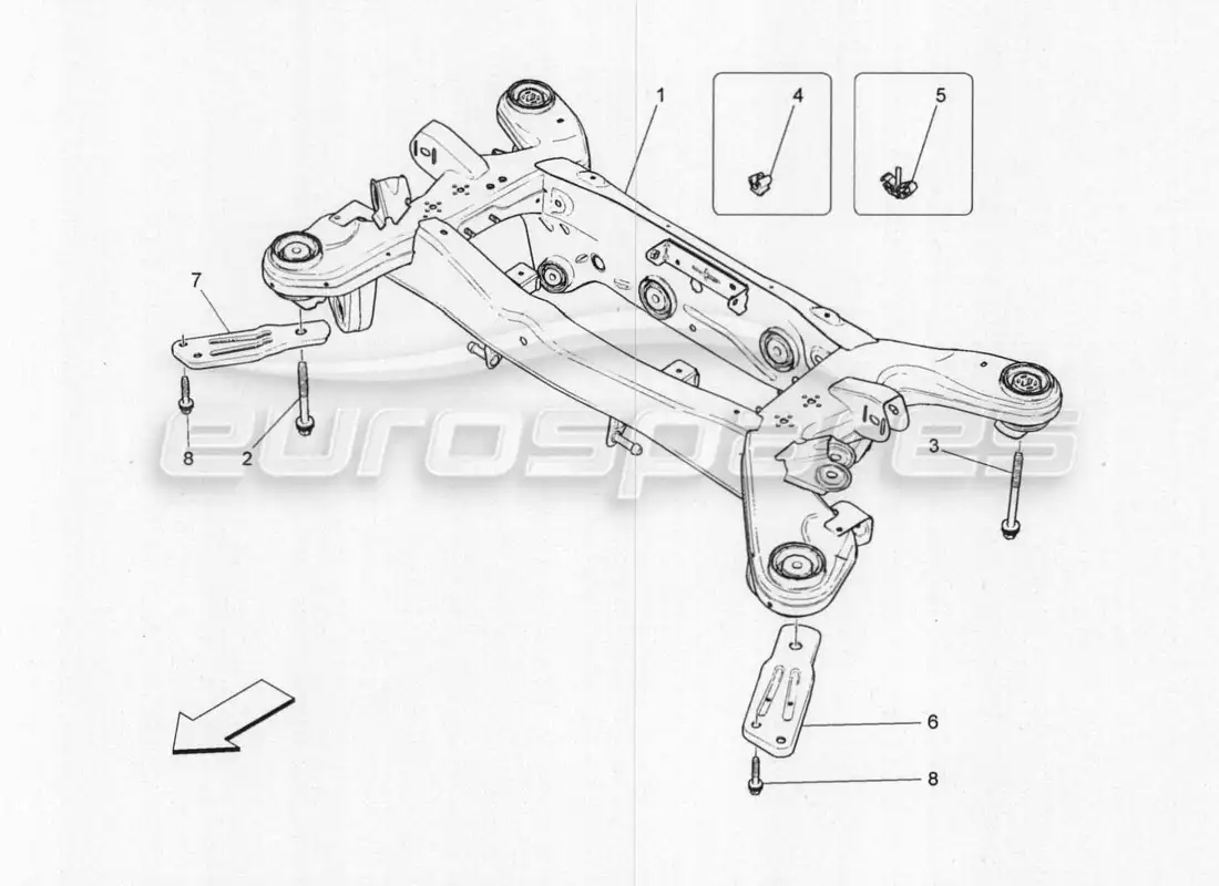 maserati qtp. v8 3.8 530bhp 2014 auto diagrama de piezas del chasis trasero