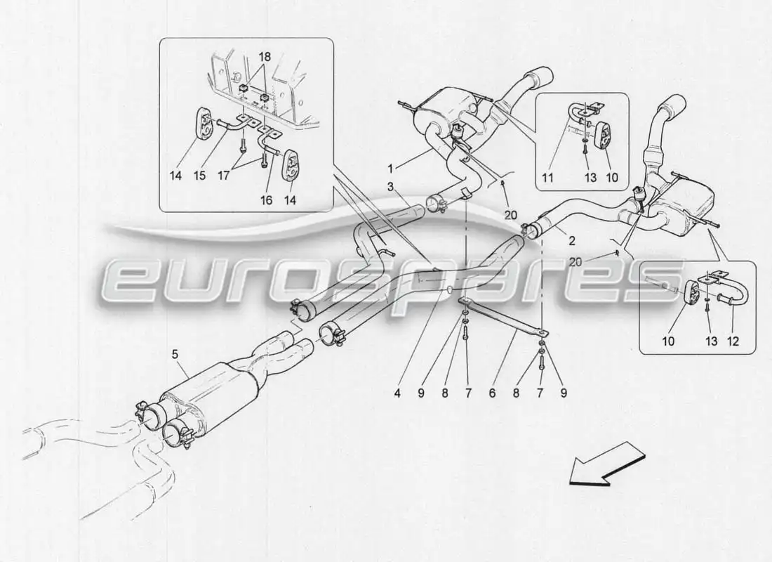maserati grancabrio mc centenario escape diagrama de piezas