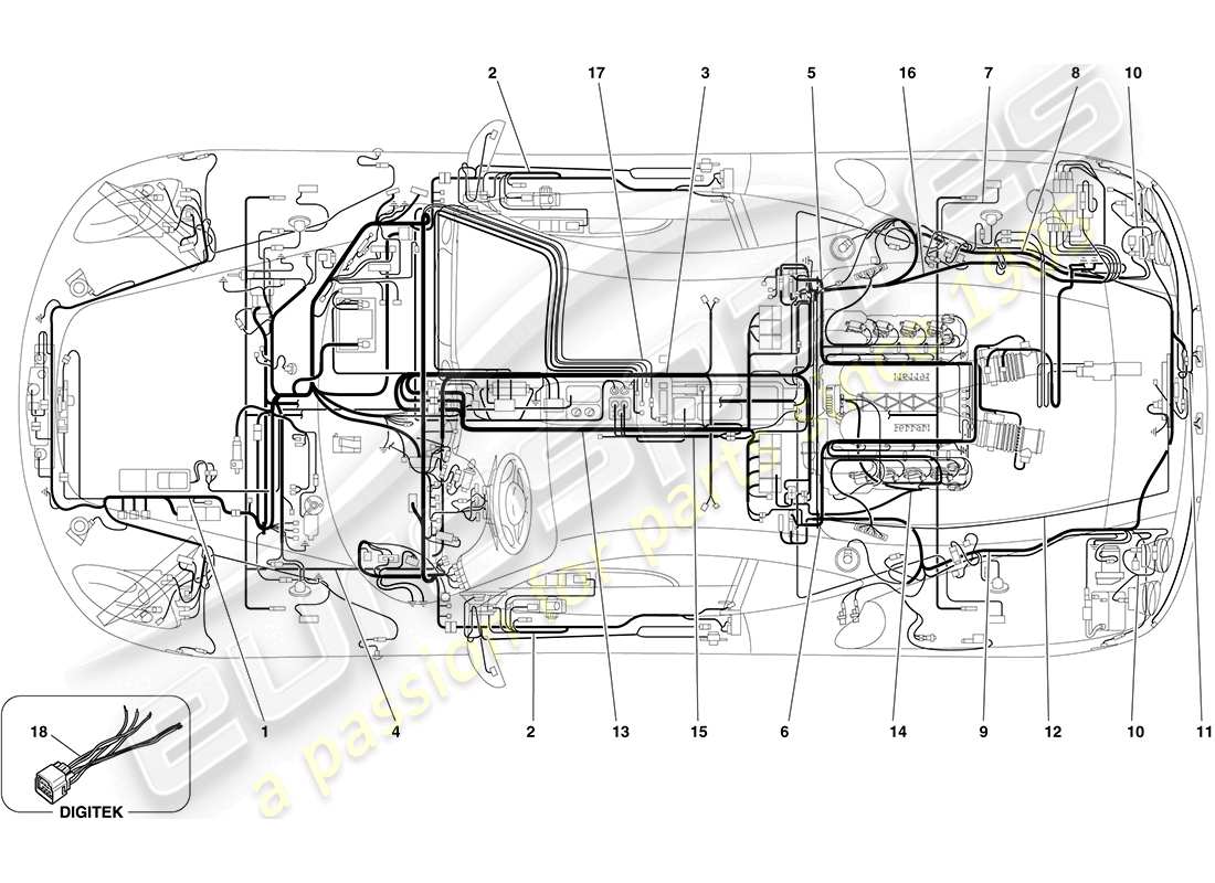 ferrari f430 coupe (rhd) sistema eléctrico diagrama de piezas