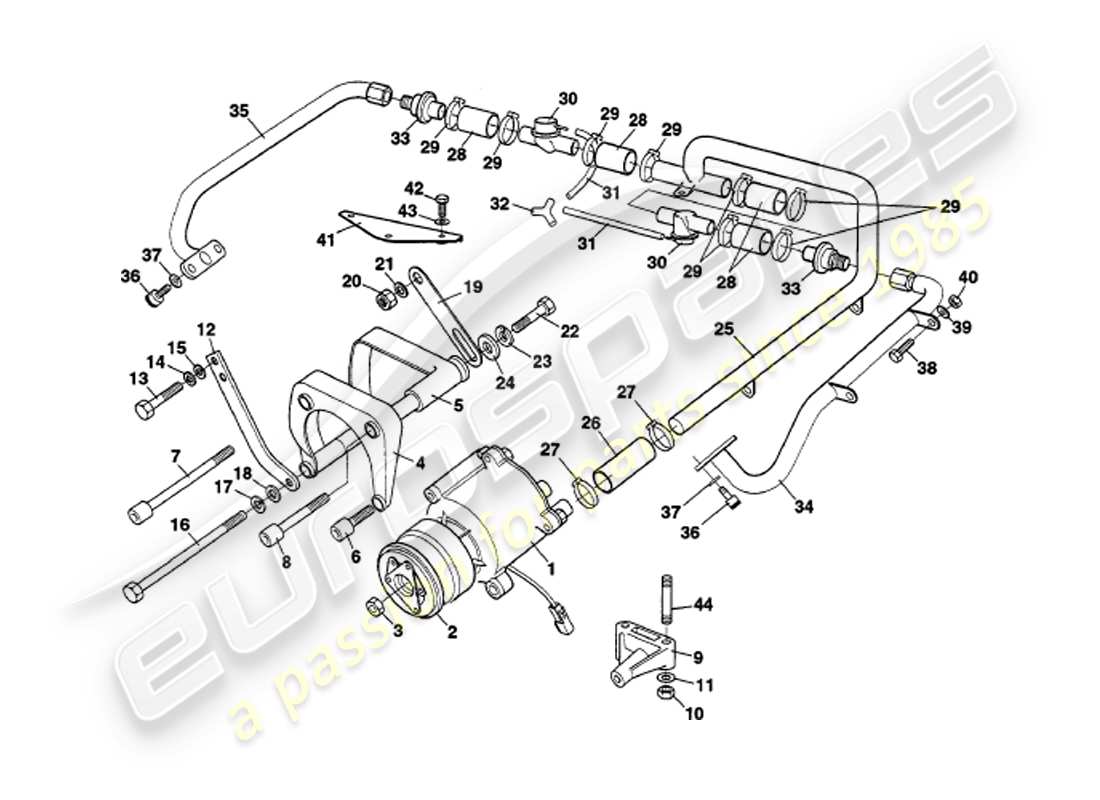 aston martin v8 volante (2000) sistema de inyección de aire secundario diagrama de piezas