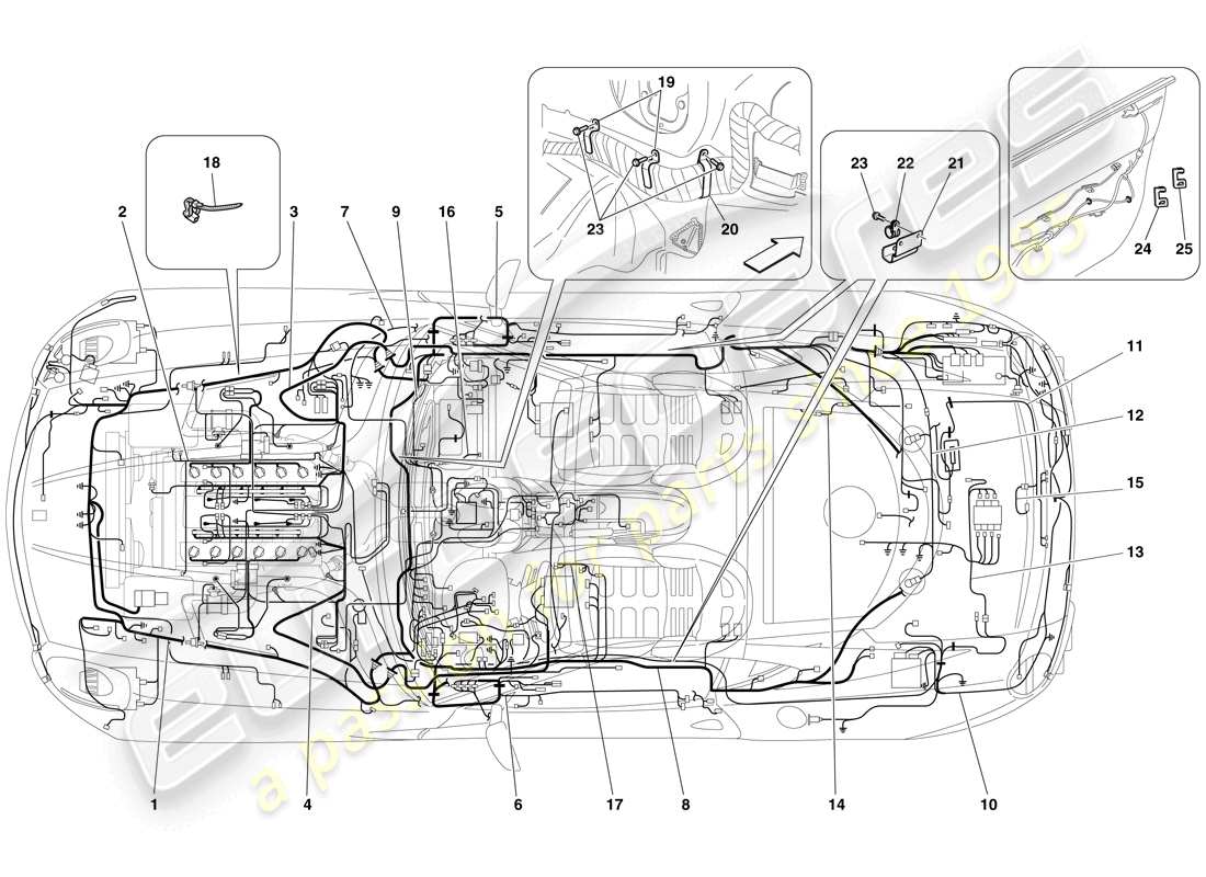 ferrari 599 gtb fiorano (usa) diagrama de piezas del sistema eléctrico