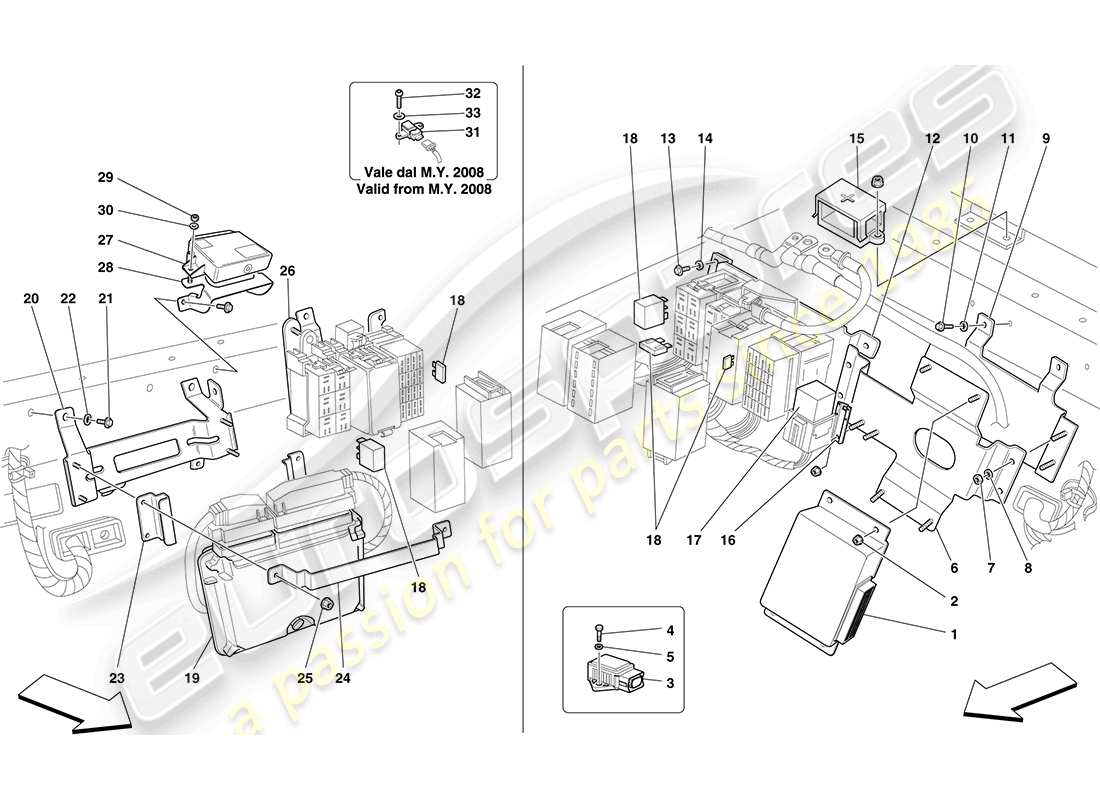ferrari f430 coupe (usa) diagrama de piezas de la ecu del compartimiento del pasajero trasero