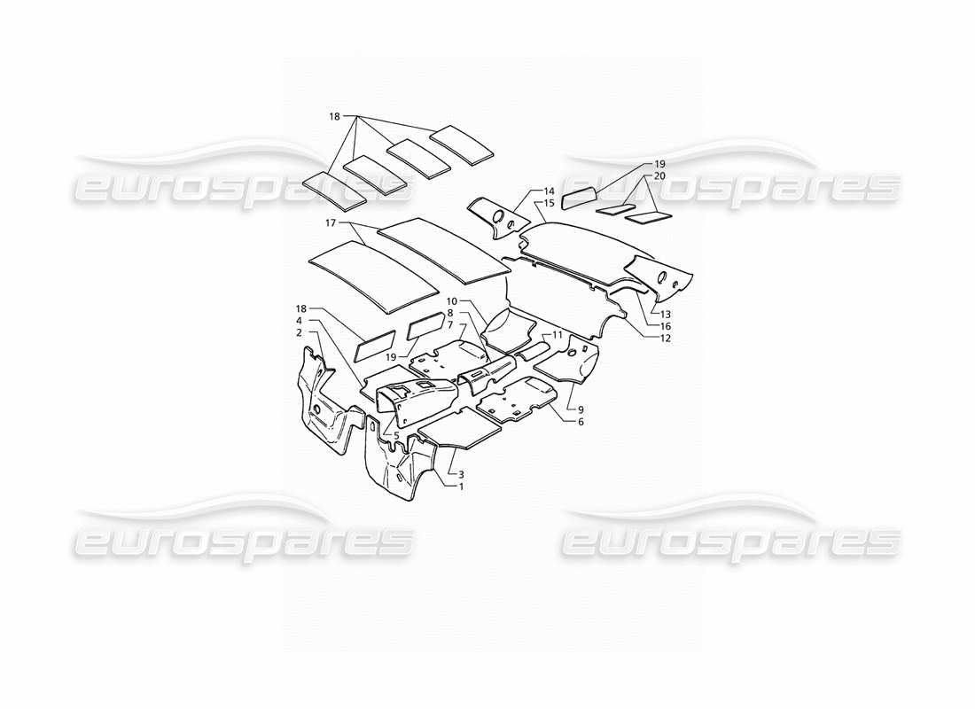 maserati qtp. 3.2 v8 (1999) aislamiento diagrama de piezas