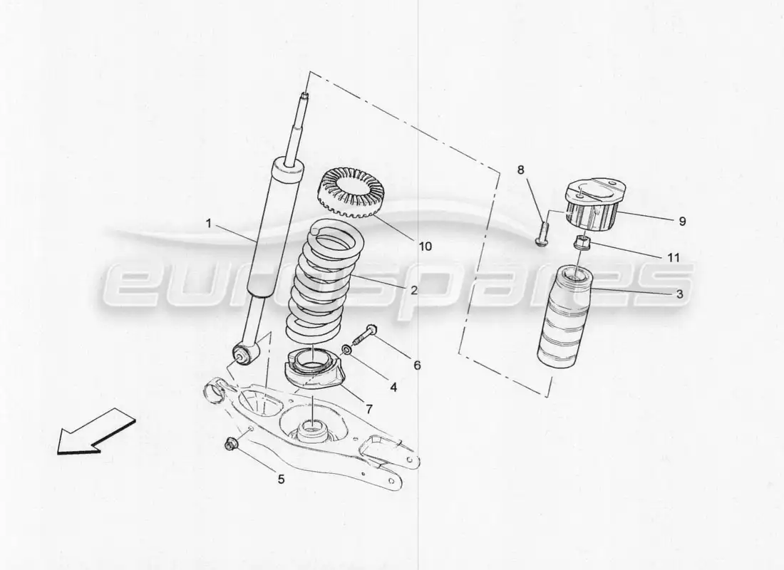 maserati qtp. v8 3.8 530bhp 2014 auto diagrama de piezas de los dispositivos del amortiguador trasero