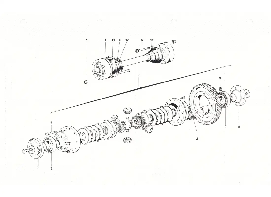 ferrari 208 gtb gts diferencial y eje diagrama de piezas