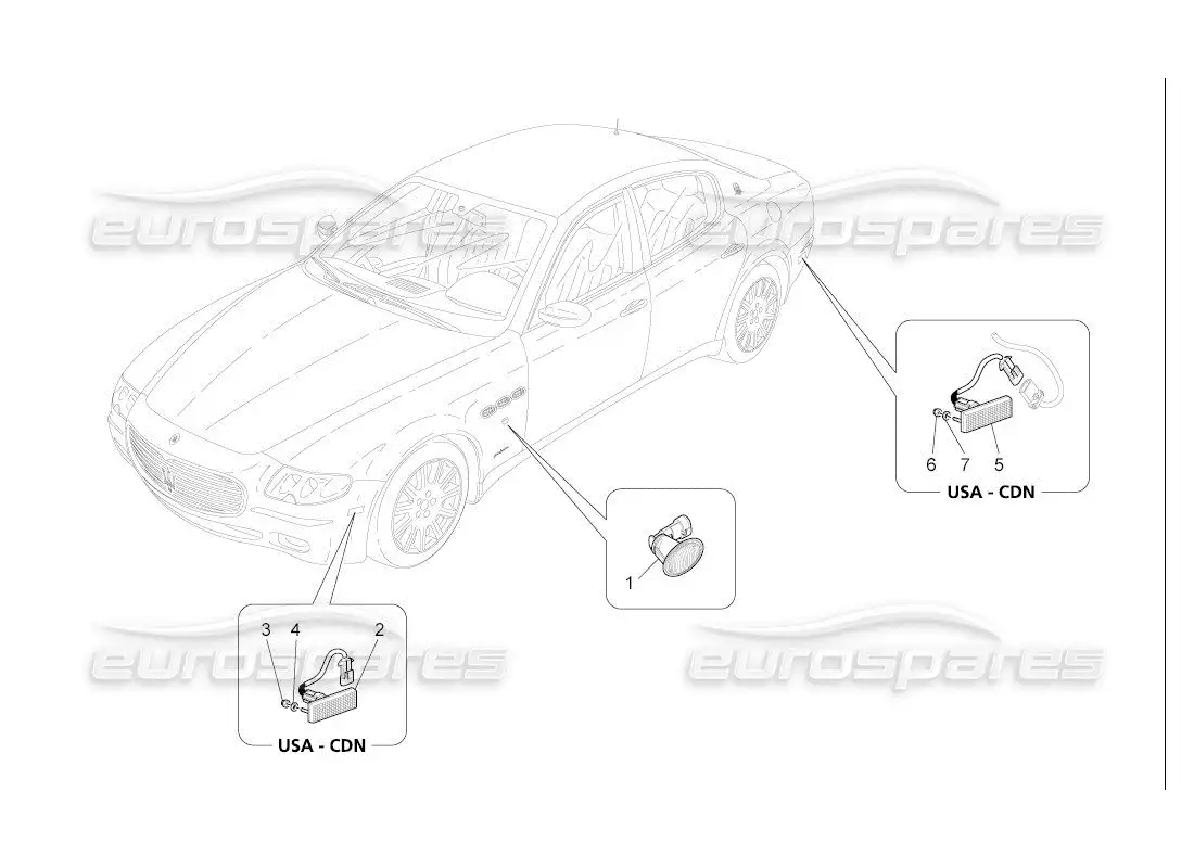 maserati qtp. (2007) 4.2 auto grupos de luces laterales diagrama de piezas