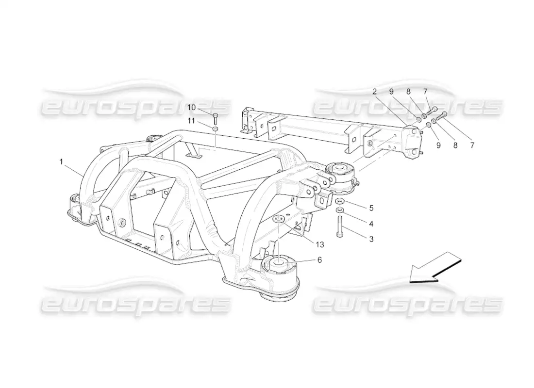 maserati grancabrio (2011) 4.7 chasis trasero diagrama de piezas