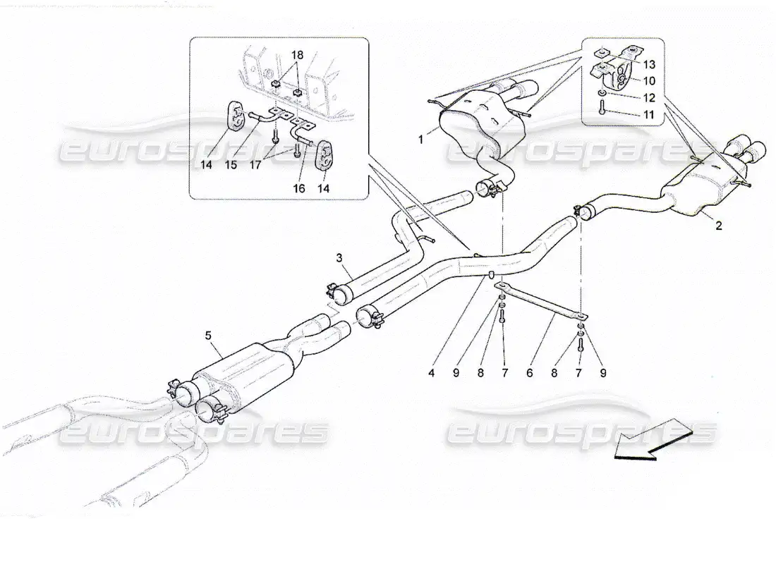 maserati qtp. (2010) 4.2 silenciadores diagrama de piezas