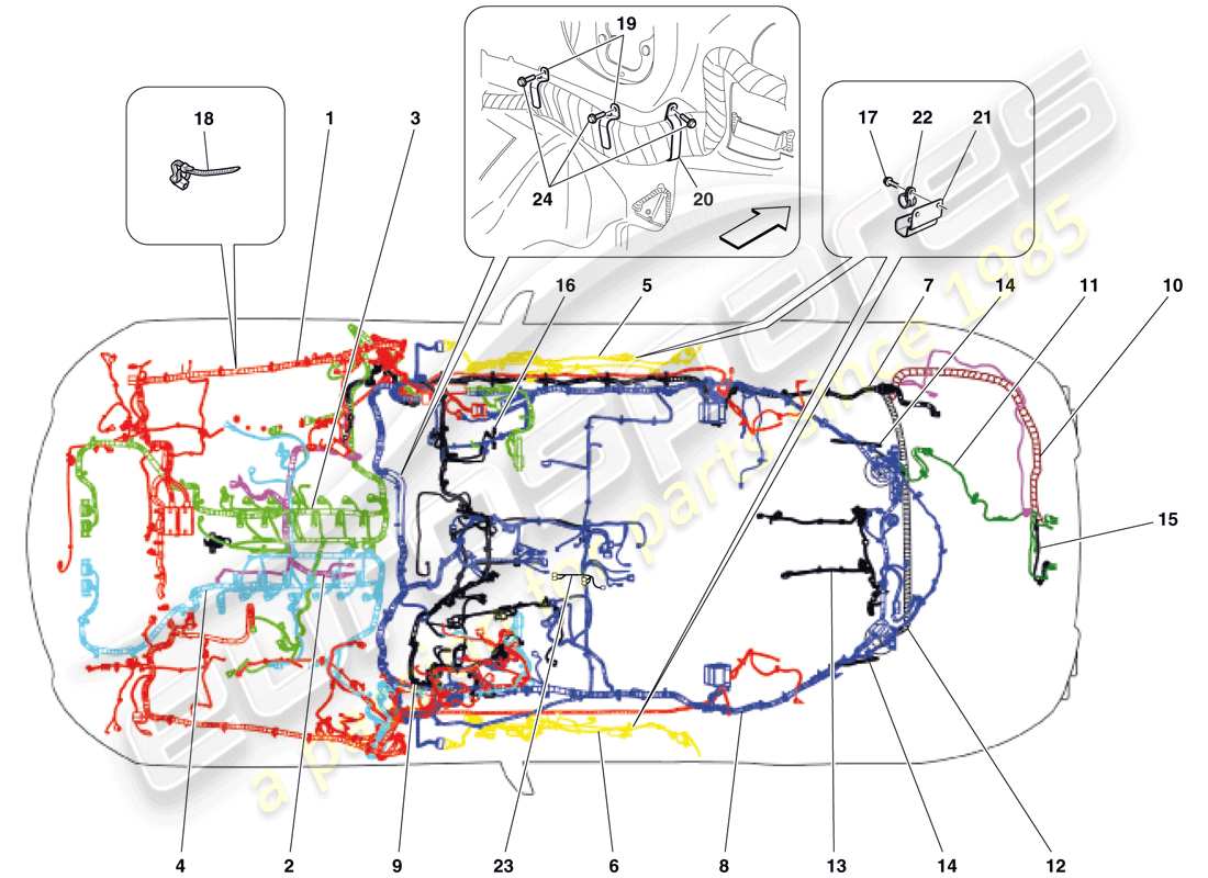 ferrari 599 sa aperta (europe) diagrama de piezas del sistema eléctrico