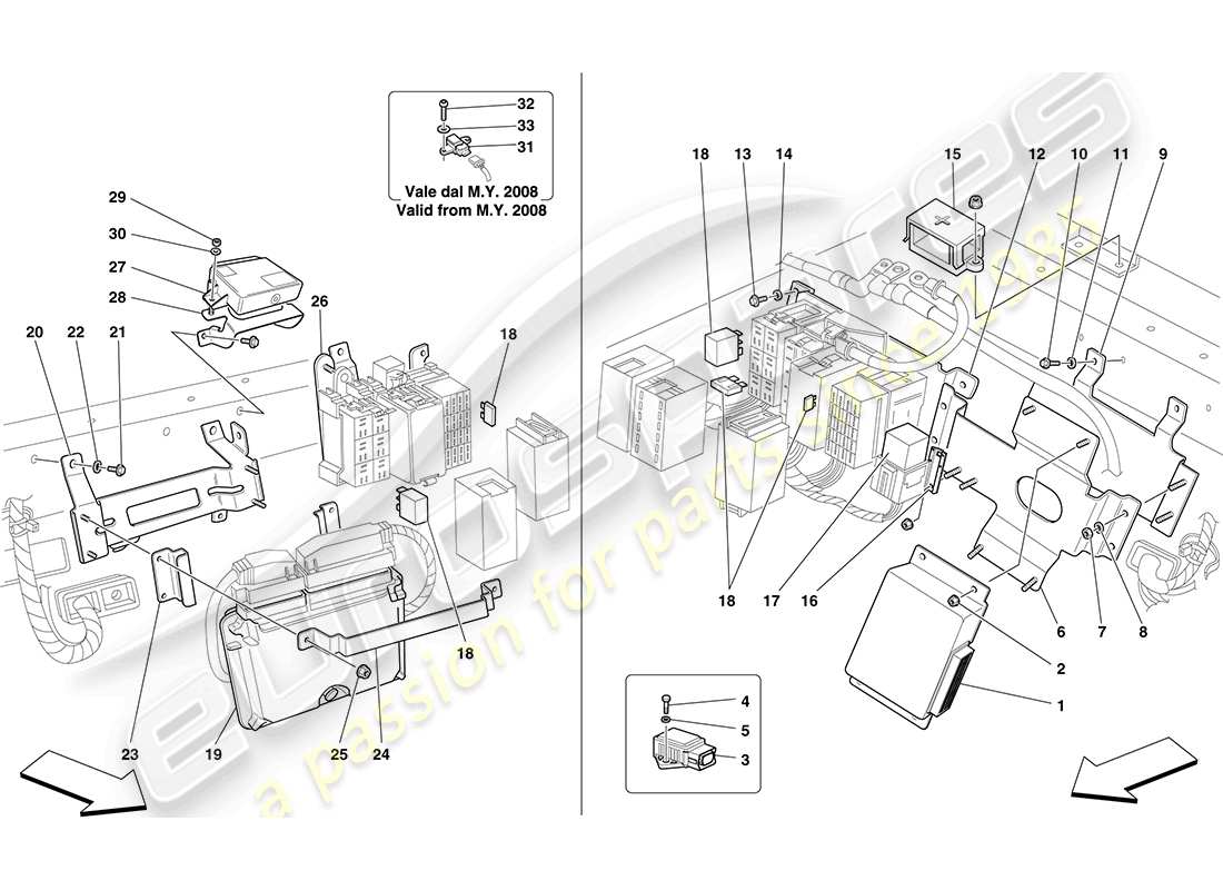 ferrari f430 coupe (rhd) ecu del habitáculo trasero diagrama de piezas