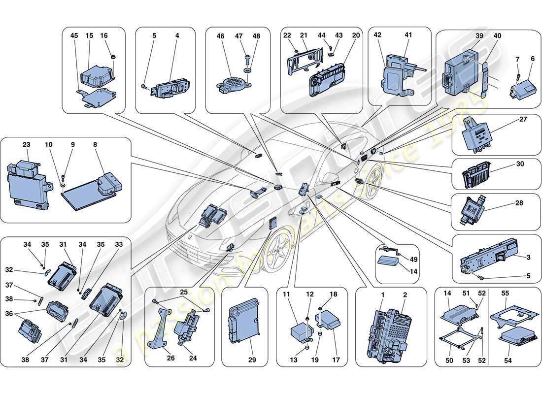 ferrari ff (usa) diagrama de piezas de la ecu del vehículo