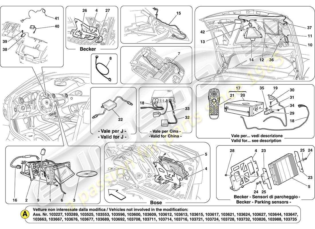 ferrari california (usa) infotainment system diagrama de piezas