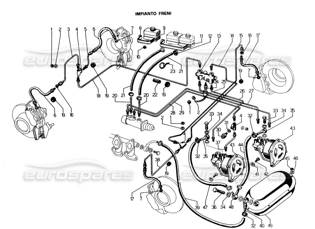 lamborghini espada sistema de frenado (australia, gran bret, irlanda) diagrama de piezas