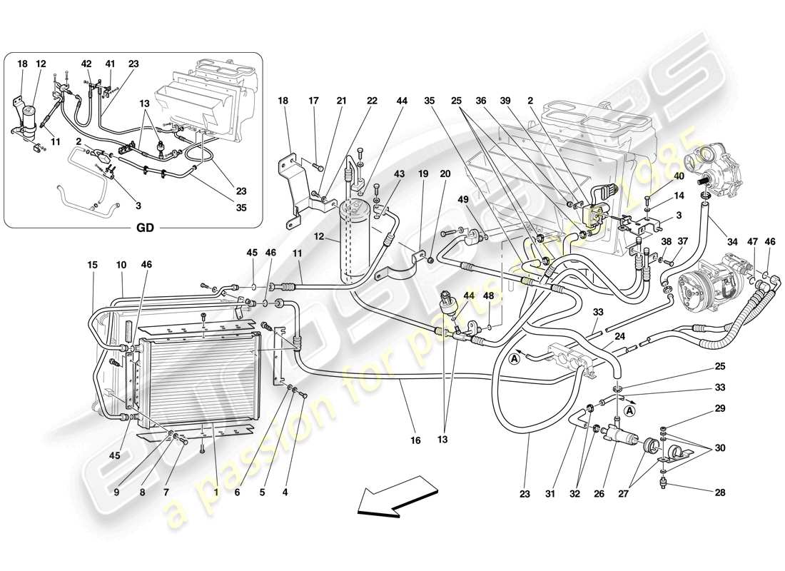 ferrari f430 scuderia spider 16m (usa) diagrama de piezas del sistema de ca