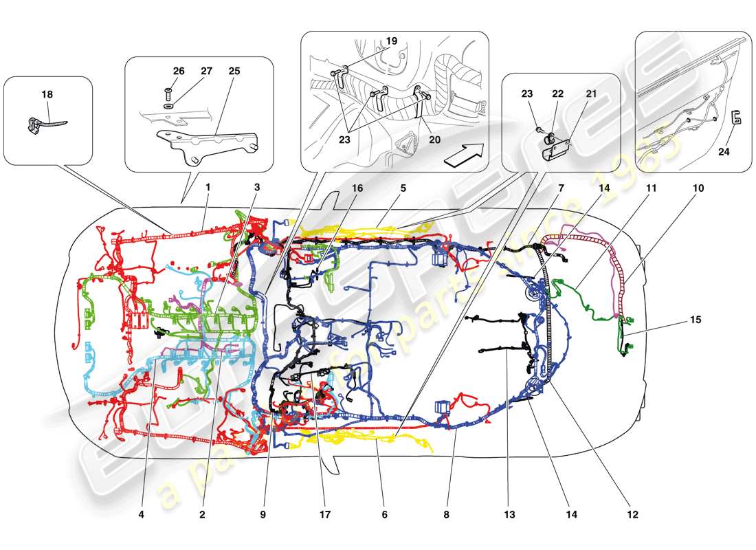 ferrari 599 gto (rhd) sistema eléctrico diagrama de piezas