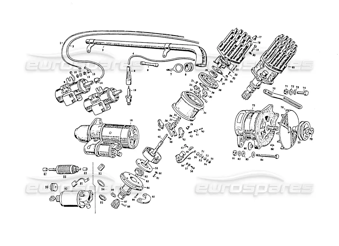 maserati 3500 gt motor de equipo eléctrico diagrama de piezas