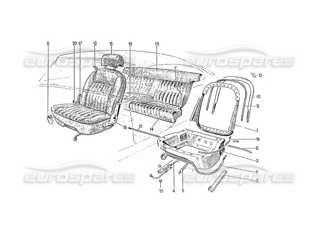 ferrari 330 gt 2+2 (coachwork) asientos (edición) 2 + 3) diagrama de piezas