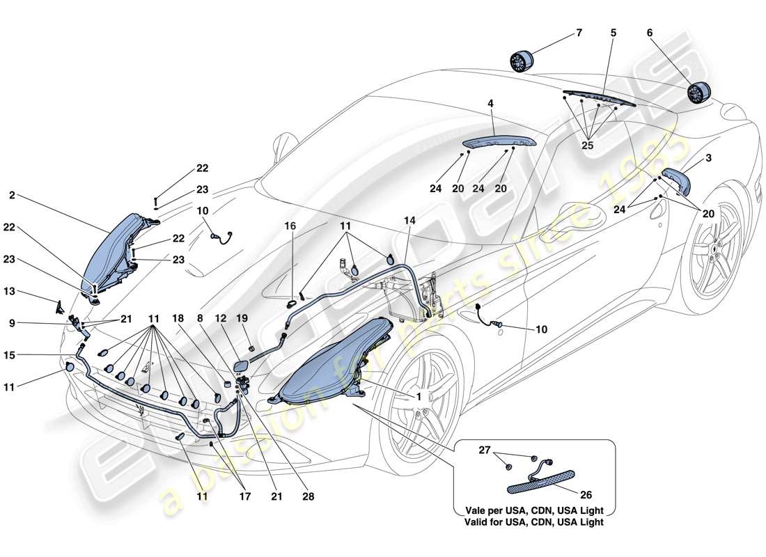 ferrari california t (rhd) faros y luces traseras diagrama de piezas