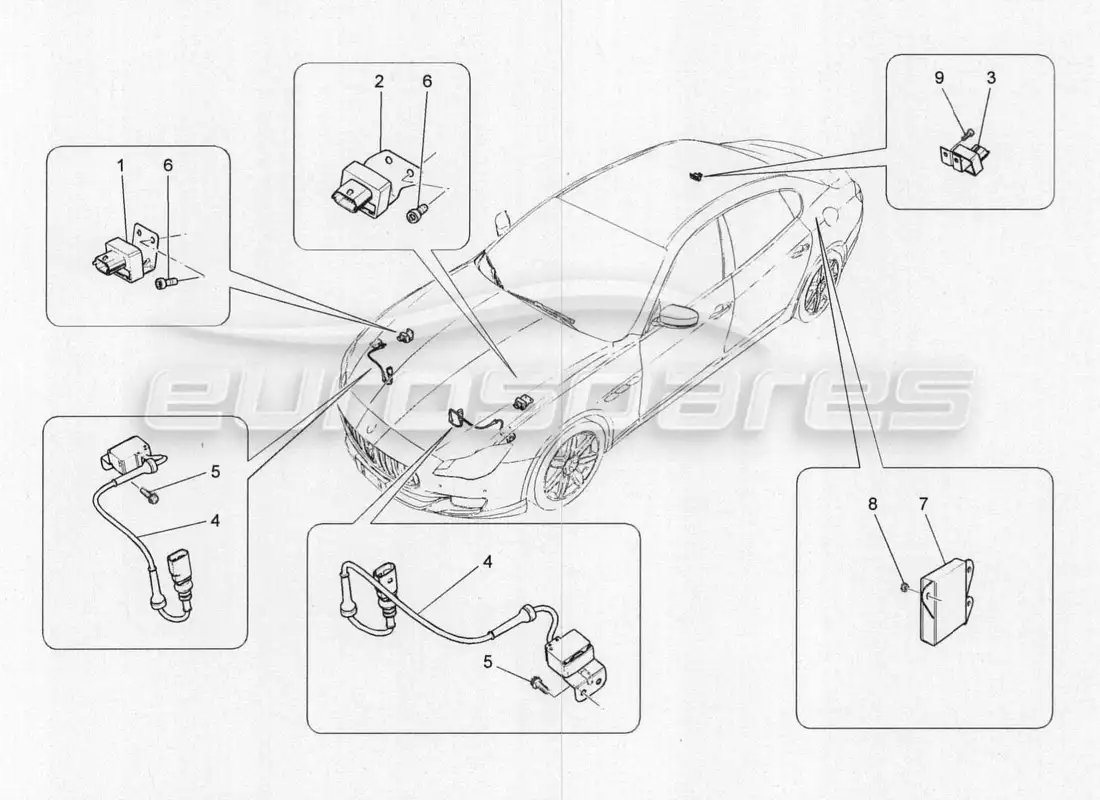 maserati qtp. v8 3.8 530bhp 2014 auto diagrama de piezas de control electrónico (suspensión)