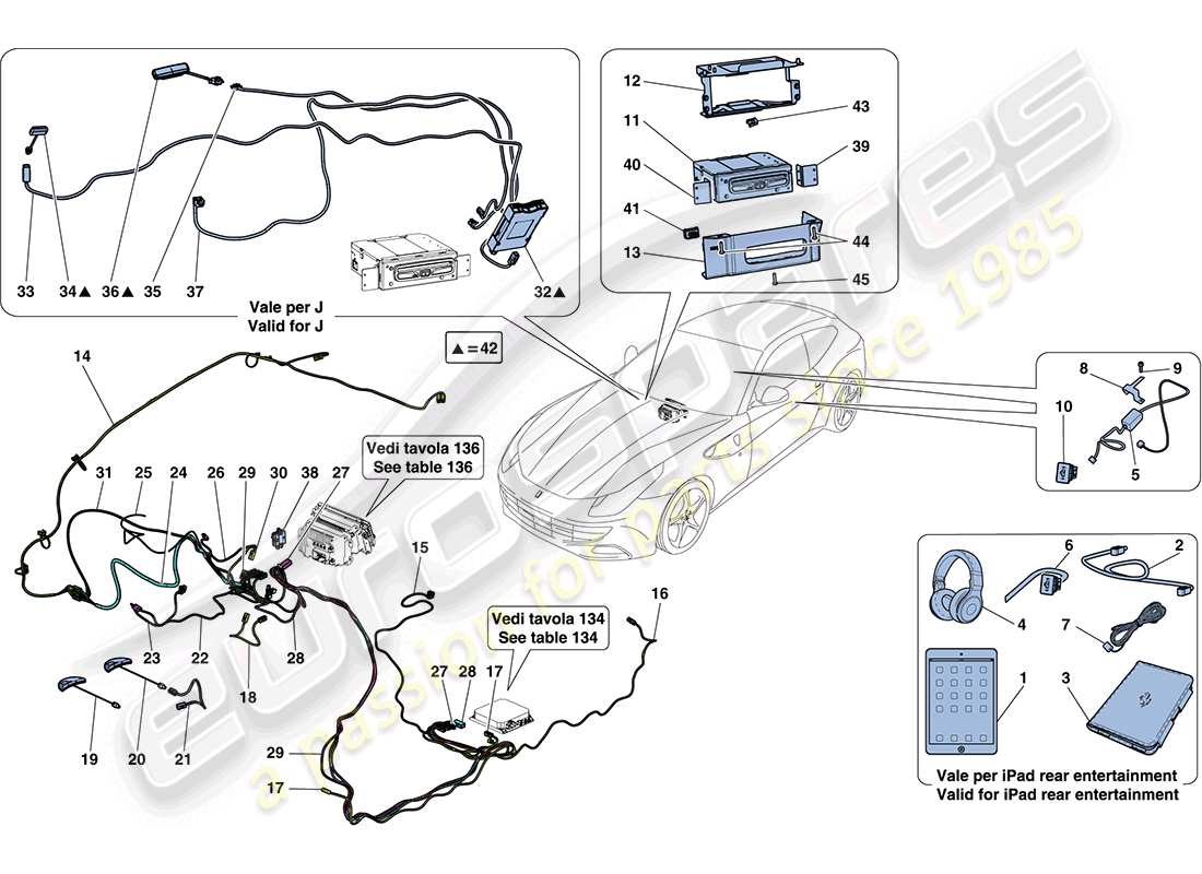 ferrari ff (usa) diagrama de piezas del sistema de información y entretenimiento