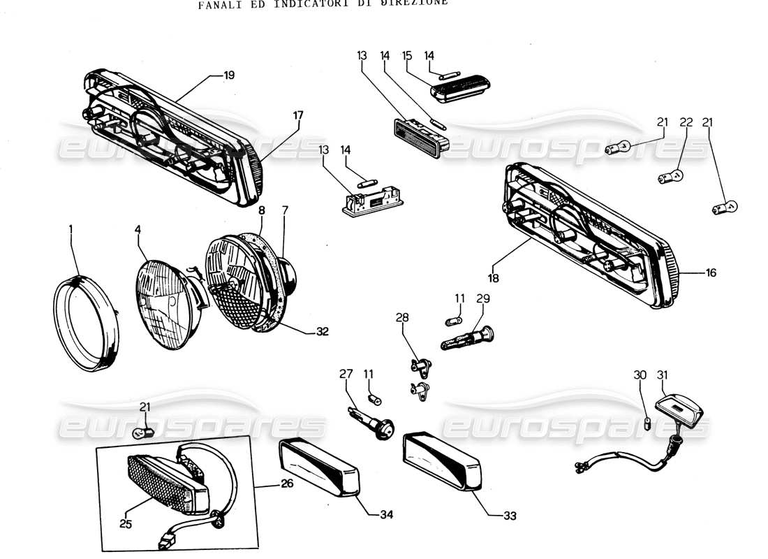 lamborghini espada luces (0 a 750) diagrama de piezas