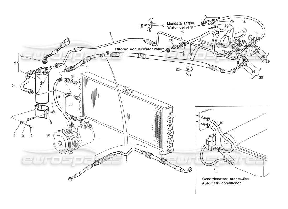 maserati biturbo spider diagrama de piezas de la dirección derecha del sistema de aire acondicionado (después de la modificación)