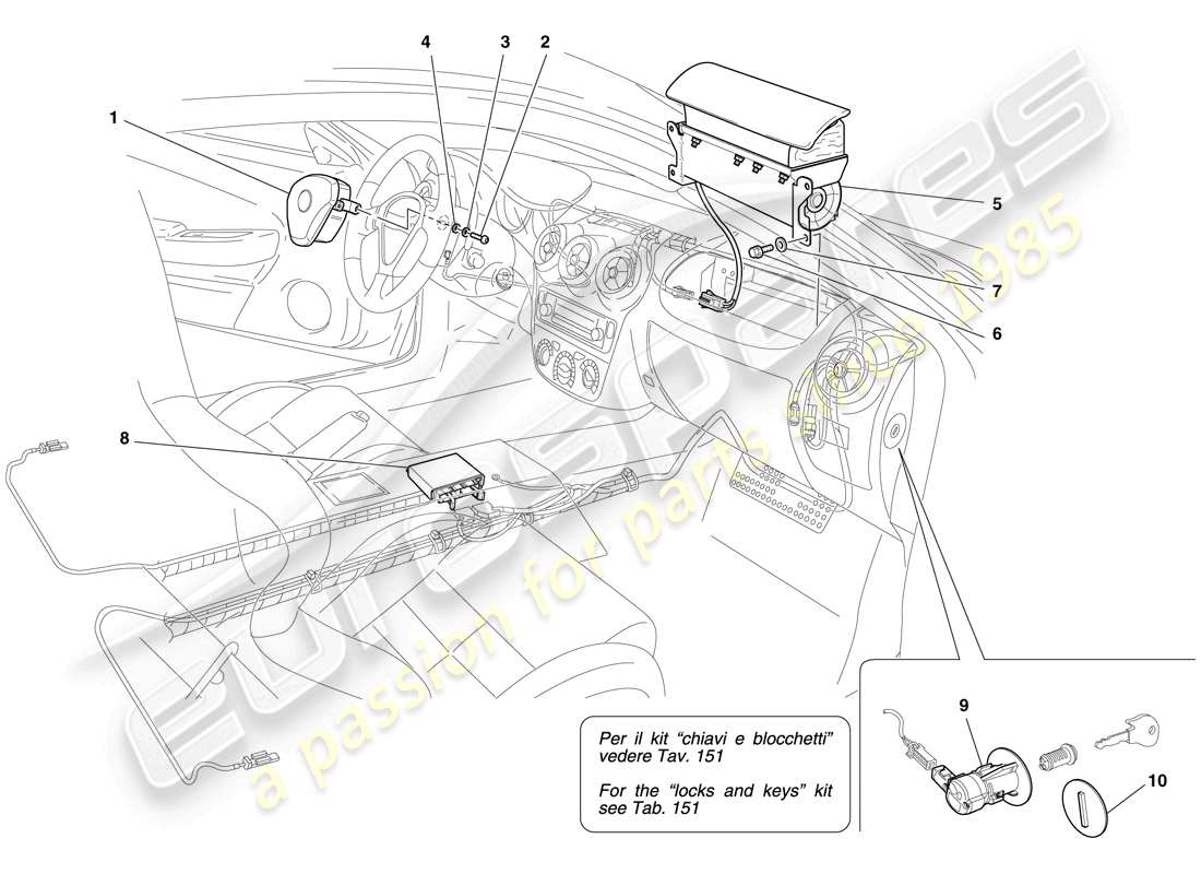 ferrari f430 spider (rhd) diagrama de piezas de airbags