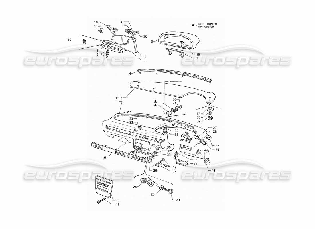 maserati qtp v8 (1998) panel de instrumentos (rhd) diagrama de piezas