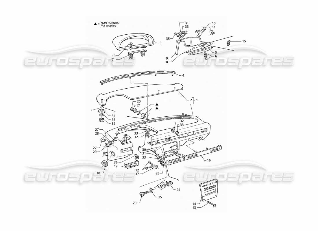 maserati qtp v8 (1998) panel de instrumentos (lhd) diagrama de piezas