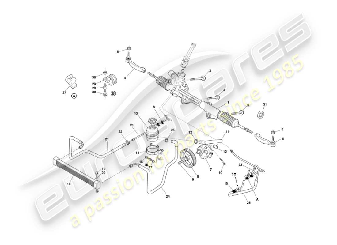 aston martin vanquish (2003) dirección asistida diagrama de piezas